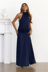 Icon Incoming Halter Maxi Dress Navy