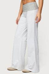 Meshey Striped Foldover Pants