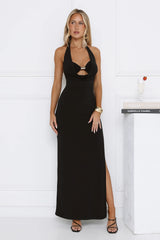 Wardrobe Elevated Halter Maxi Dress Black