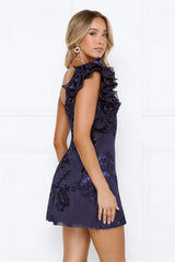 One To Think Of Off Shoulder Mini Dress Navy