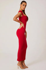 Sweetheart Neckline Maxi Dress in Red