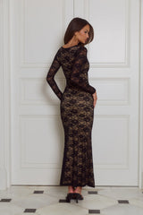 Enchanted Allure Lace Long Sleeve Maxi Dress Black