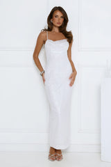The Shine Collective Sequin Maxi Dress White
