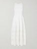 Crochet-trimmed ribbed cotton-blend maxi dress