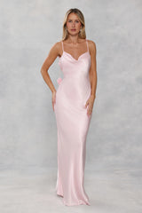 The Flora Satin Maxi Dress Light Pink