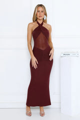 Nightstage Babe Halter Maxi Dress Plum