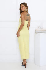 In Season Lace Strapless Maxi Dress Yellow