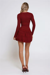 Pretty Portrait Long Sleeve Knit Mini Dress Wine