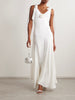 Embellished velvet-trimmed silk-crepe maxi dress