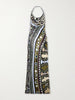 Printed satin maxi dress