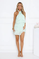 Pretty Wink Halter Mini Dress Mint