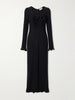 Gathered satin maxi dress