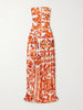 Printed organza maxi dress
