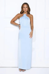 Effortless Prestige Satin Maxi Dress Blue