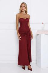 Signature Nights Embellished Strapless Maxi Dress Red