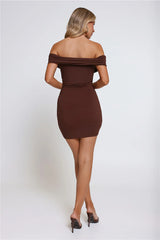 Everyday Guest Off Shoulder Mini Dress Chocolate