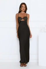 Signature Aura Satin Maxi Dress Black