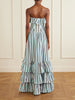 Ruffled striped cotton maxi dress
