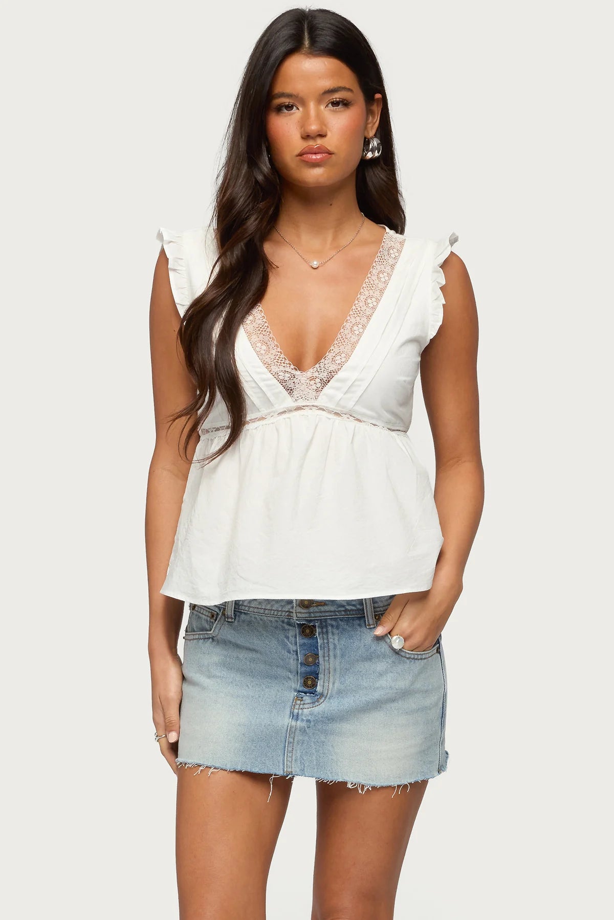 Meadow Linen Look Lacey Top