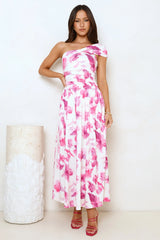 Subtle Luxe One Shoulder Maxi Dress Pink
