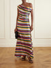 Phare one-shoulder draped striped silk-blend satin maxi dress