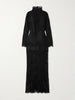 Lace-trimmed silk-satin maxi dress