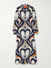 Icon printed silk-twill maxi shirt dress