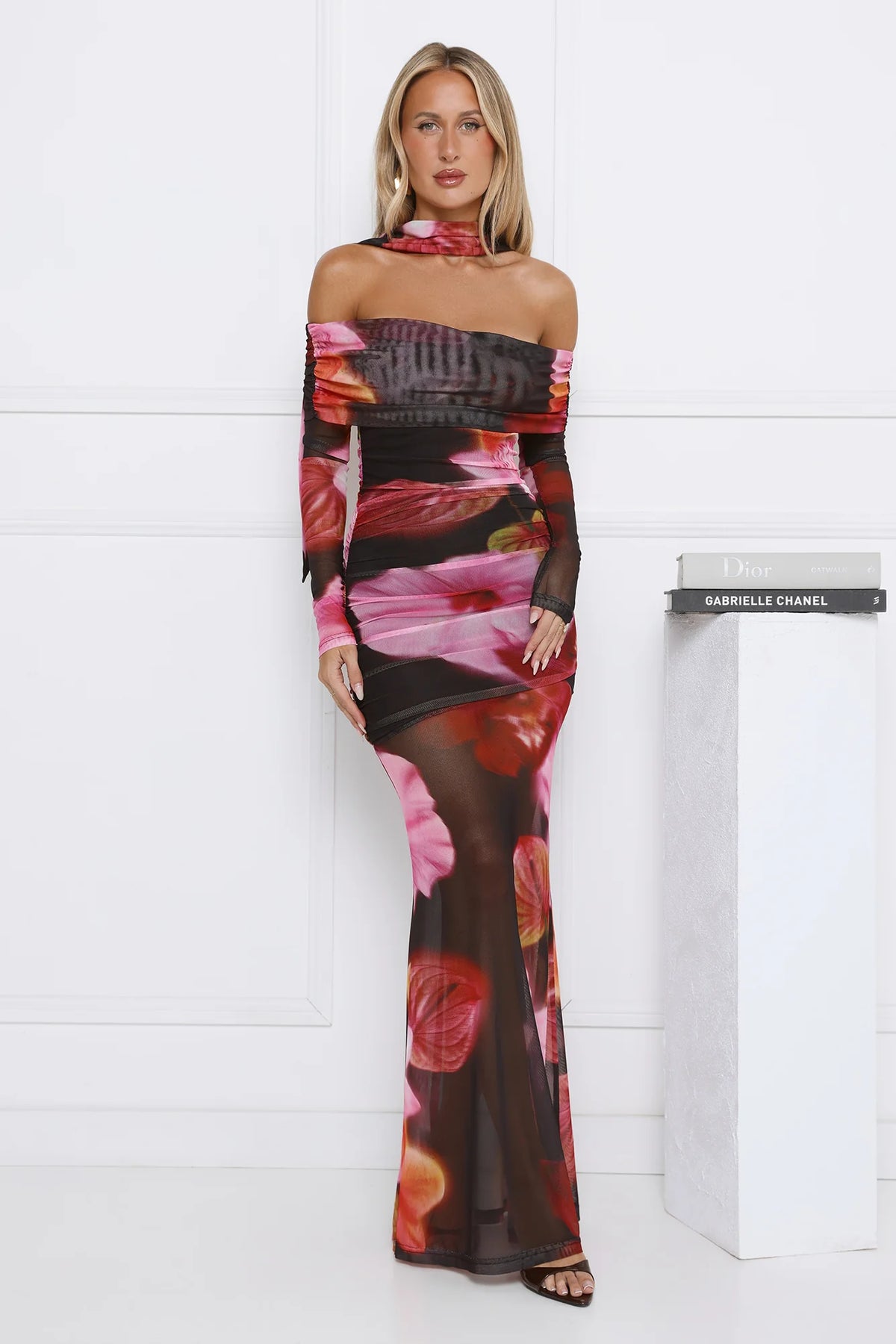 Glow Flowers Off Shoulder Maxi Dress Floral
