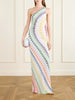 Striped metallic crochet-knit maxi dress