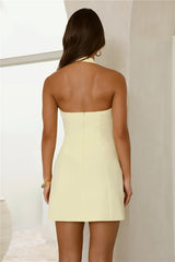 Studio Glow Halter Mini Dress Yellow
