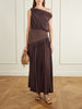 Gwen one-shoulder asymmetric draped jersey-trimmed stretch-bamboo maxi dress