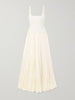 Mariner ribbed knit-trimmed organic linen-blend poplin maxi dress