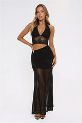 Pretty Standards Halter Maxi Dress Black