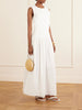 Ama gathered striped cotton maxi dress