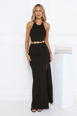 Island Reservation Halter Maxi Dress Black