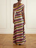 Phare one-shoulder draped striped silk-blend satin maxi dress