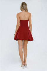 Simply Iconic Strapless Mini Dress Burgundy